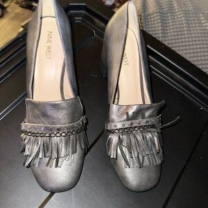 Nine West Silver Fringe Loafers